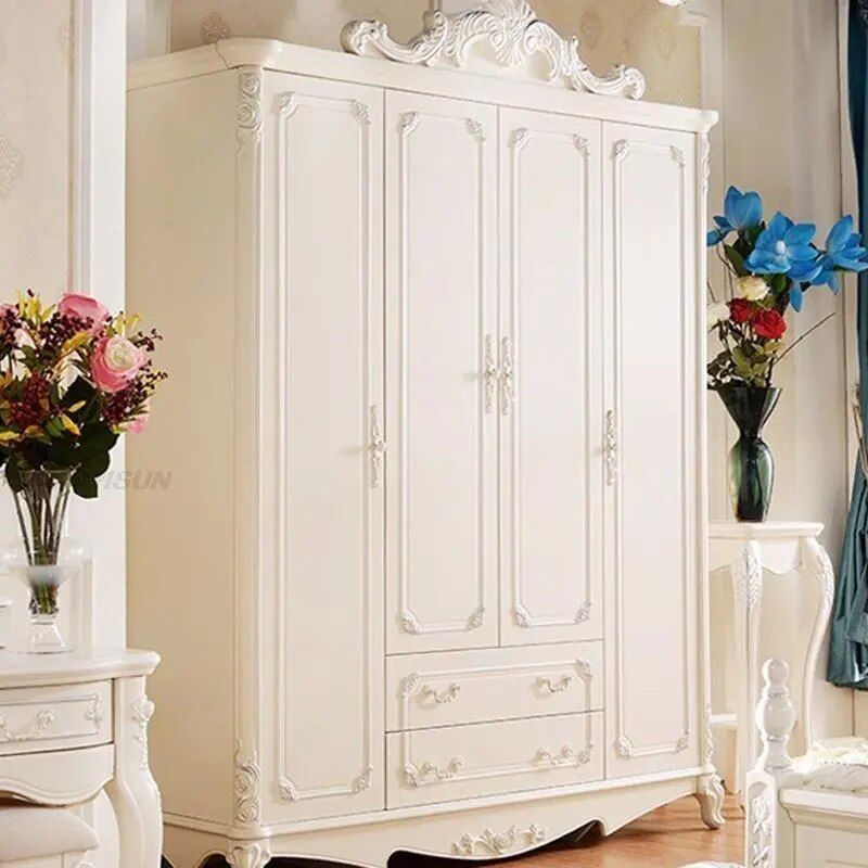 Bedroom Wardrobes Furniture Wood | Wardrobe Closet Bedroom Storage – White  Bedroom – Aliexpress With Regard To French Style White Wardrobes (Photo 8 of 15)