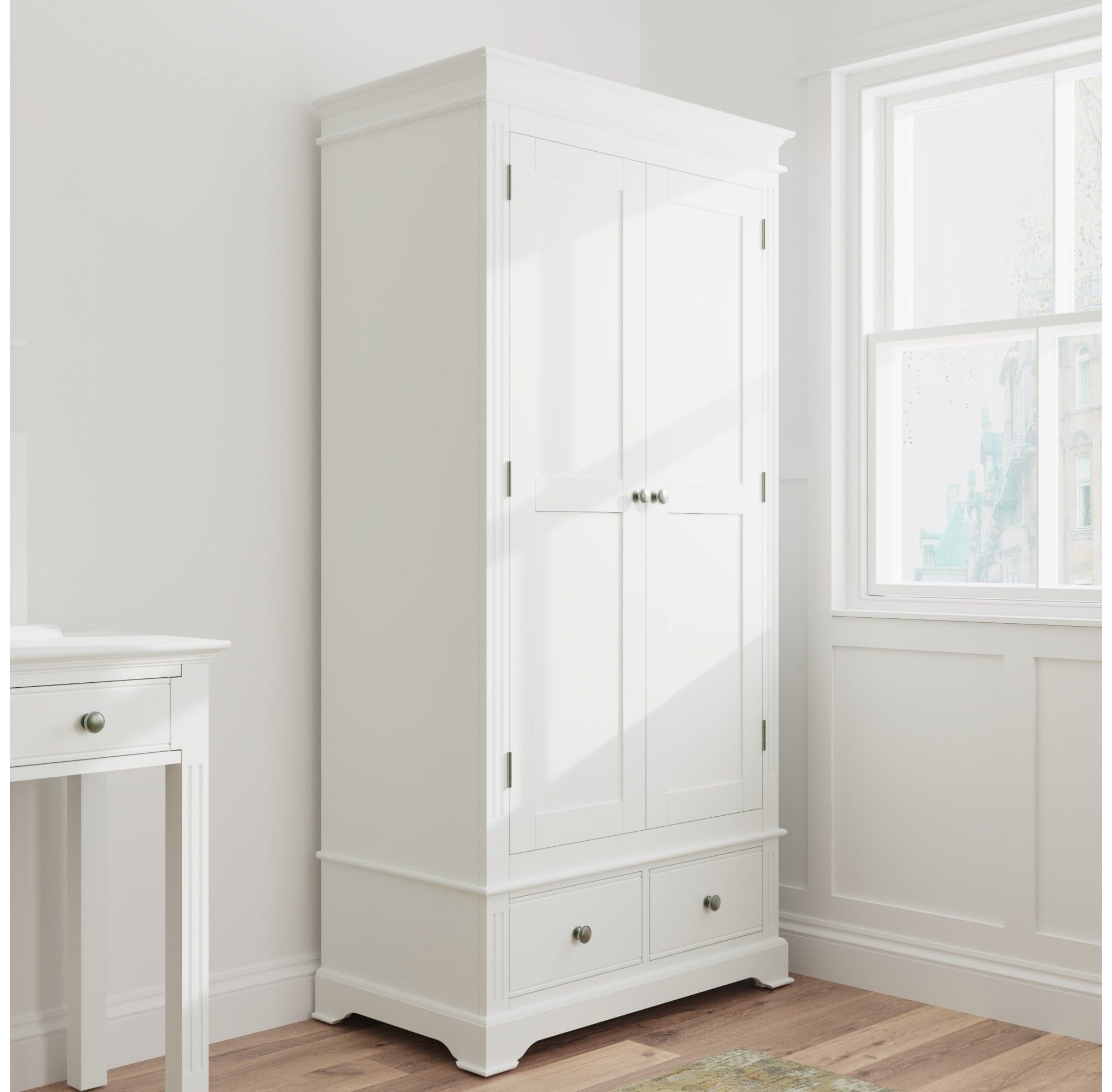 Binnel White Bedroom 2 Door Wardrobe – Furniture From Readers Interiors Uk Intended For Wardrobes With 2 Bins (View 5 of 15)