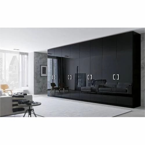 Black High Gloss Wooden Wardrobe With Black Shiny Wardrobes (View 6 of 15)