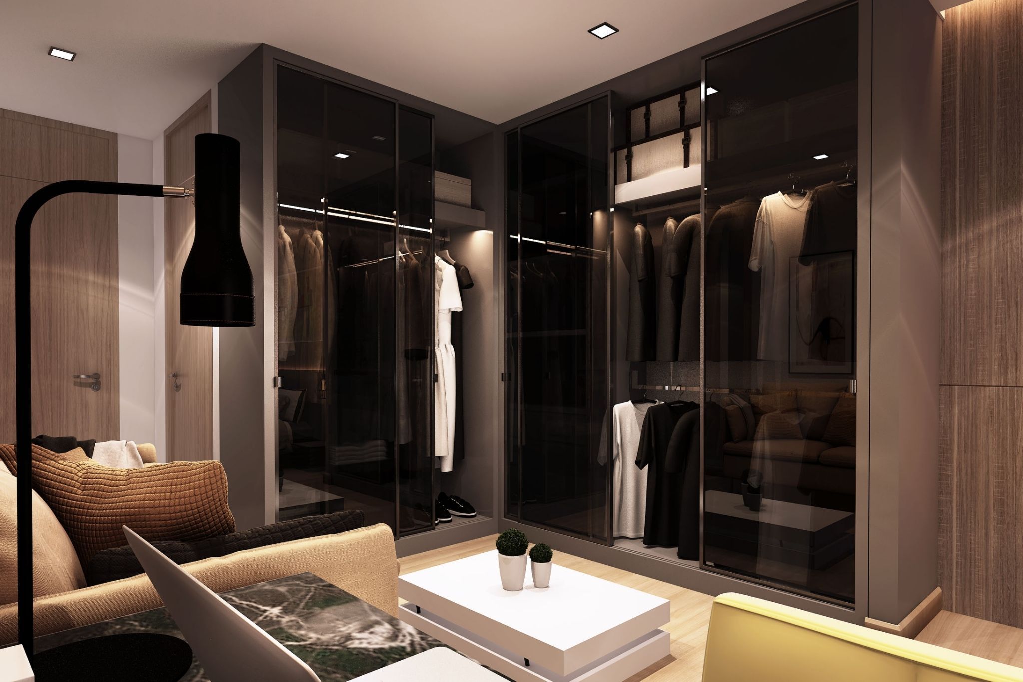Black Transparent Glass Panels At Wardrobe | Modern Bedroom Interior,  Wardrobe Design Bedroom, Wall Wardrobe Design Throughout Black Glass Wardrobes (Photo 3 of 15)