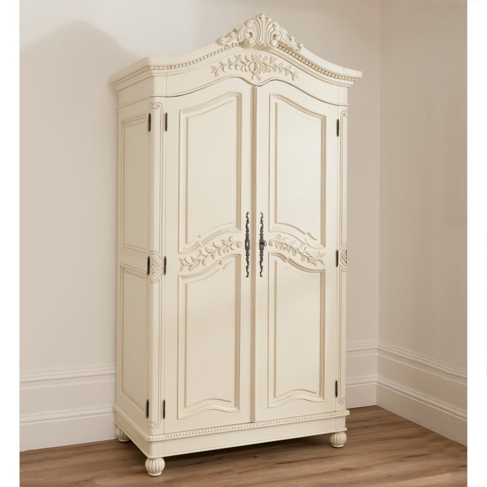 Bordeaux Ivory Shabby Chic Wardrobe | Shabby Chic Furniture With Ivory Wardrobes (View 10 of 15)