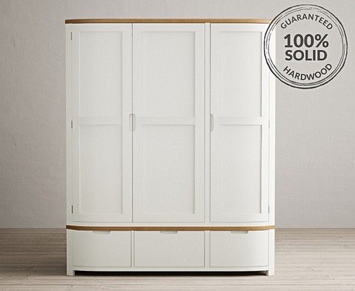 Bradwell Oak And Signal White Painted Triple Wardrobe | Oak Furniture  Superstore Wardrobes Throughout Oak And White Wardrobes (View 11 of 15)