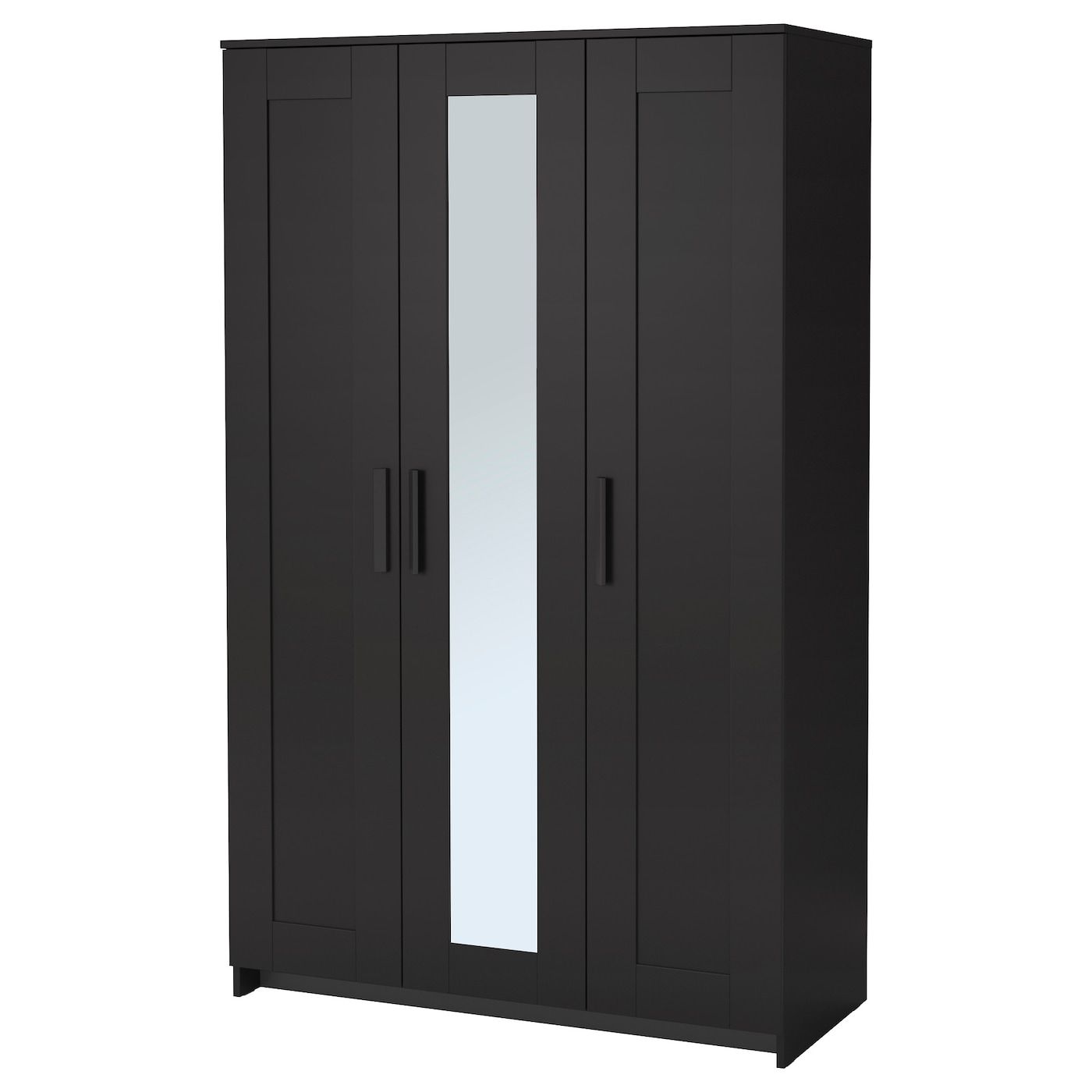 Brimnes Wardrobe With 3 Doors, Black, 46x743/4" – Ikea With Black Wardrobes With Mirror (View 3 of 15)