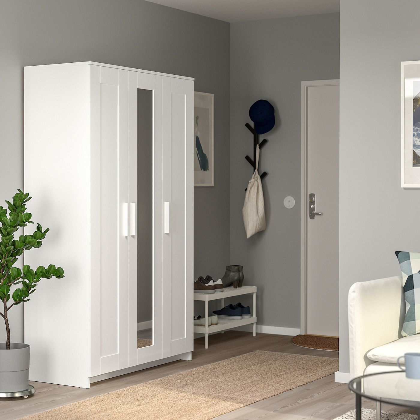Brimnes Wardrobe With 3 Doors, White, 46x74 3/4" – Ikea Pertaining To White 3 Door Wardrobes (Photo 1 of 19)