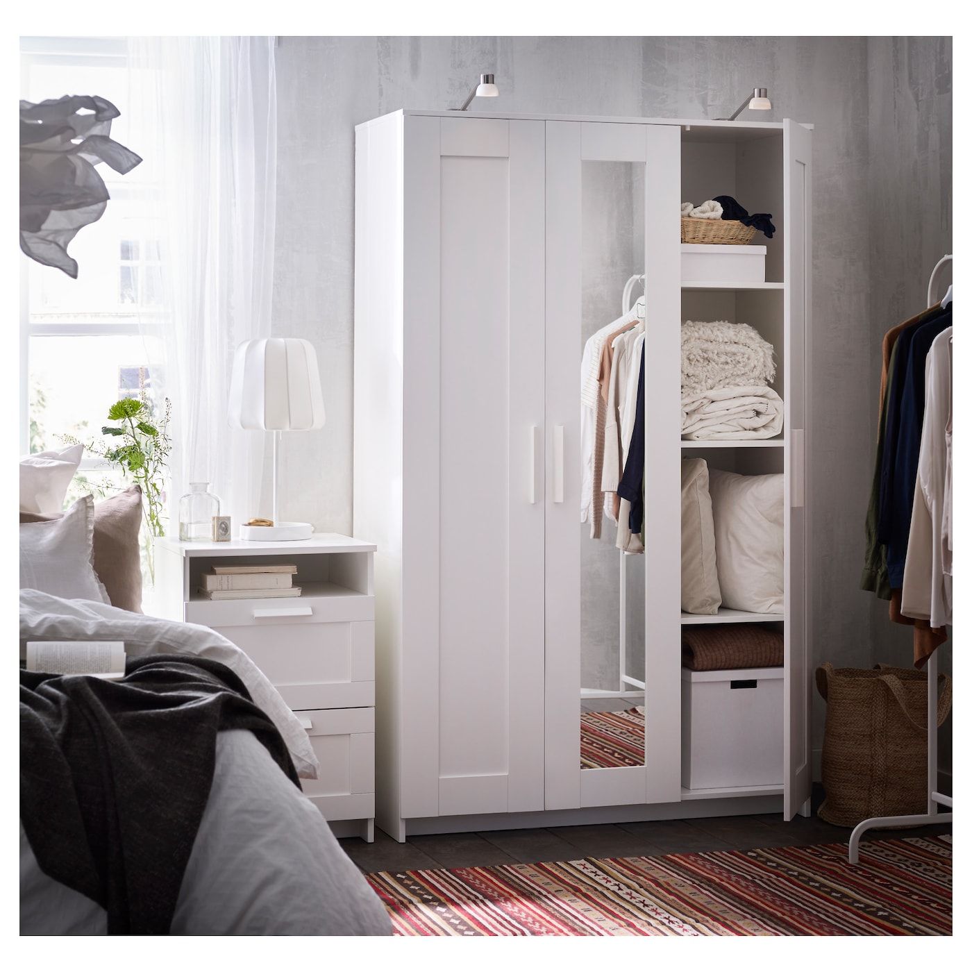 Brimnes White, Wardrobe With 3 Doors, 117x190 Cm – Ikea With Regard To White 3 Door Wardrobes With Mirror (View 8 of 15)
