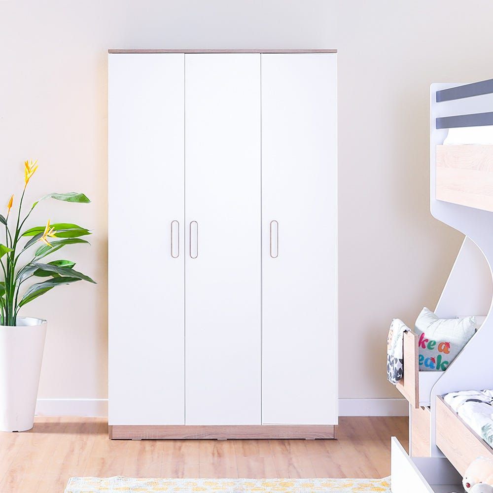 Buy Best 3 Door Wardrobes – Oak / White Online In Oman | Danube Home Pertaining To White 3 Door Wardrobes (View 5 of 19)