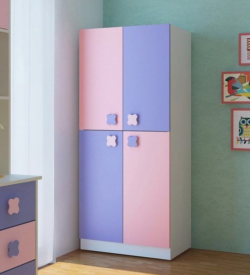 Buy Flora Kids 2 Door Wardrobe In English Pink & Persian Lilac Finish At  31% Offadona | Pepperfry Inside Childrens Pink Wardrobes (Photo 7 of 15)