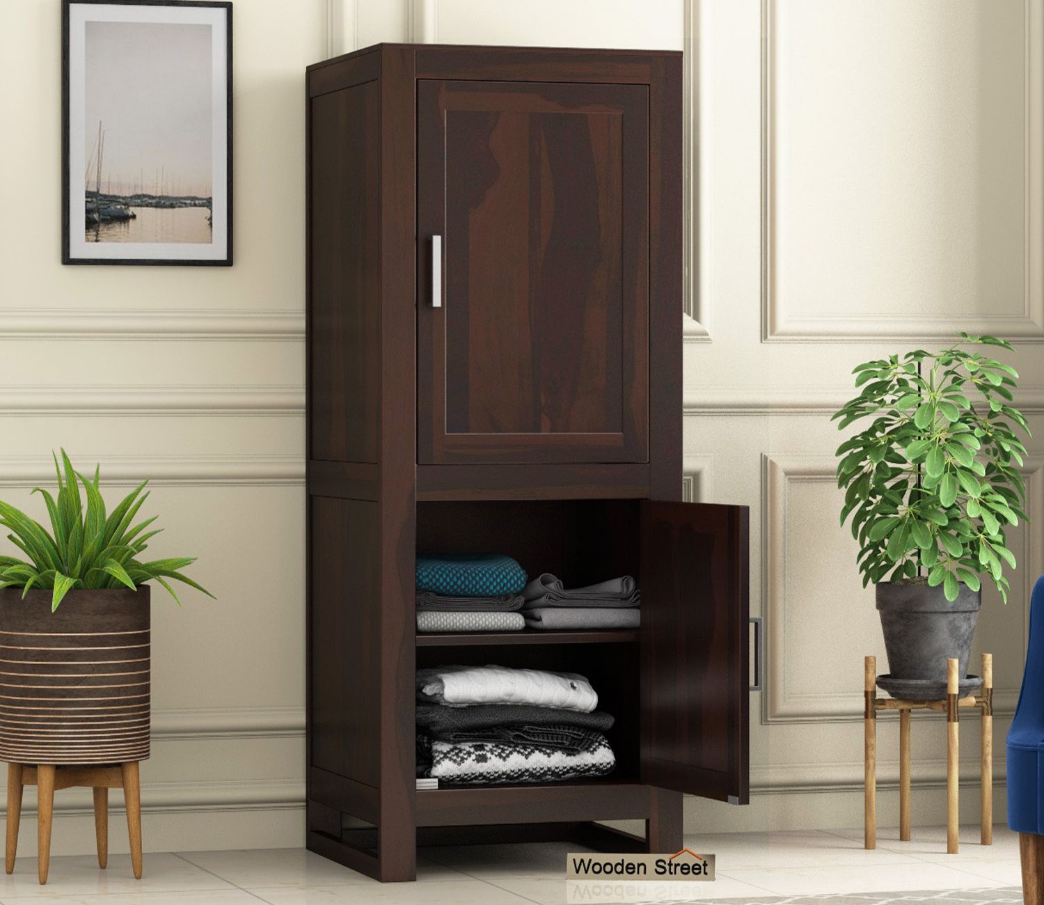 Buy Lacey Medium Size Wardrobe (walnut Finish) Online In India At Best  Price – Modern Wardrobes – Bedroom Cabinets – Storage Furniture – Furniture  – Wooden Street Product Pertaining To Medium Size Wardrobes (Photo 4 of 15)
