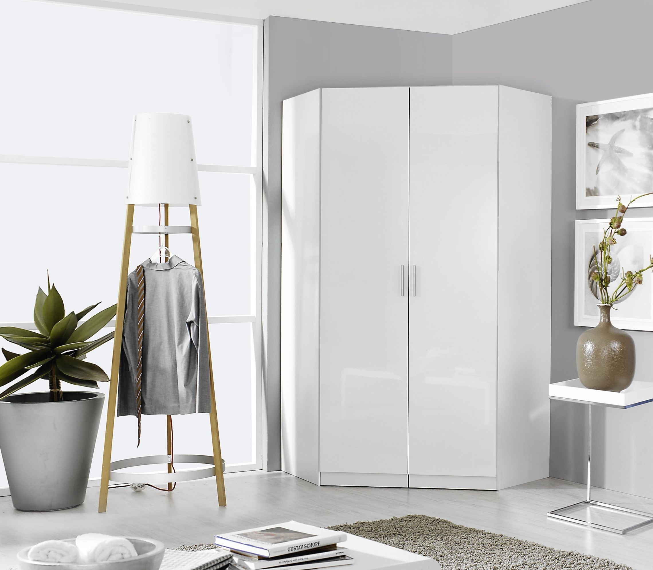 Buy Rauch Celle Corner Wardrobe Online – Cfs Uk In White Gloss Corner Wardrobes (Photo 2 of 15)