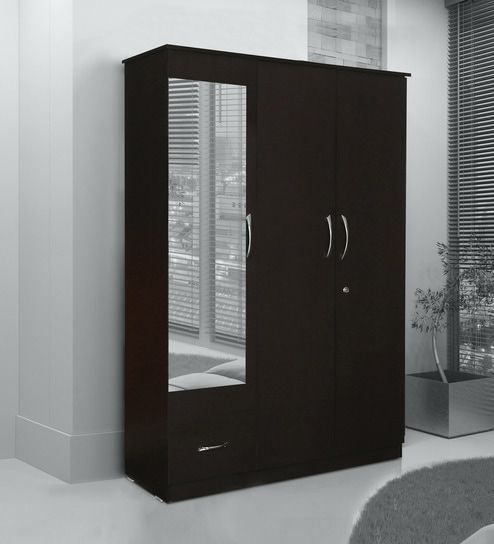 Buy Trois 3 Door Wardrobe In Wenge Finish With Mirror At 22% Off Fullstock | Pepperfry Intended For 3 Doors Wardrobes With Mirror (View 9 of 15)
