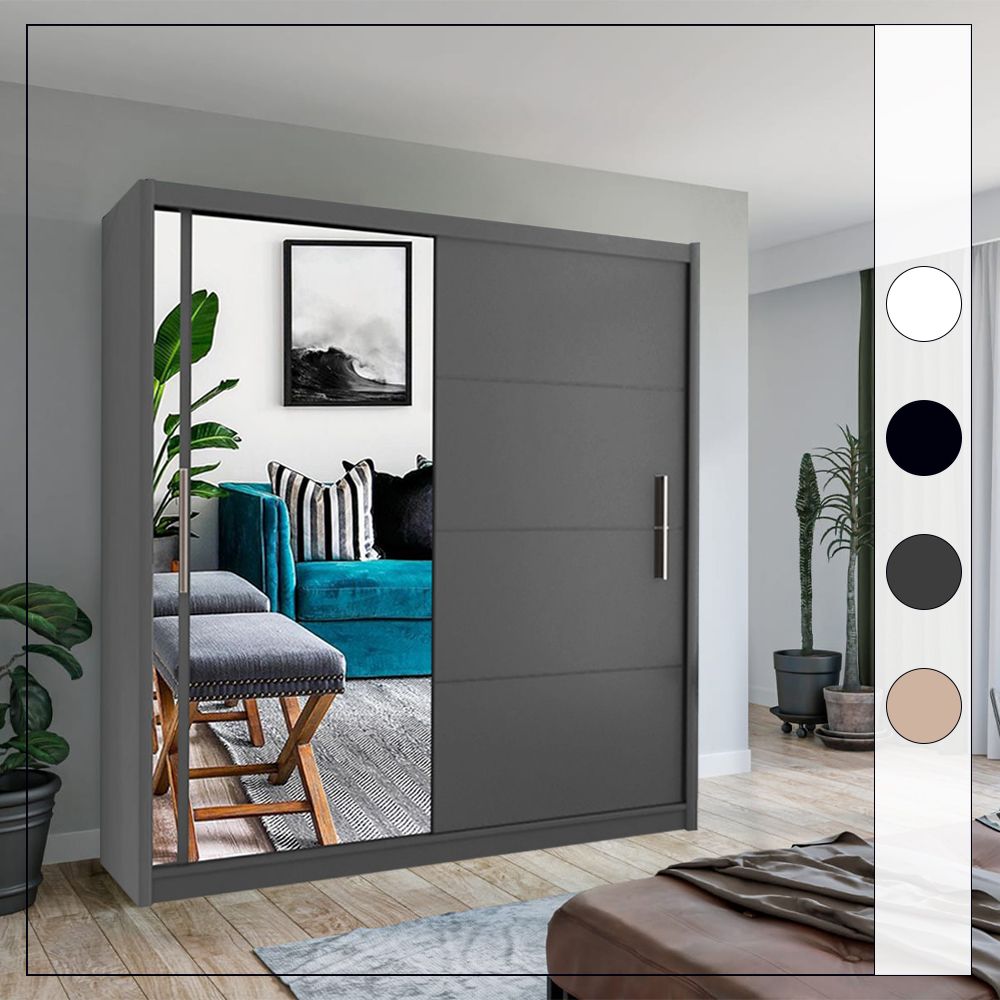 Buy Vision Grey Wardrobes | Money Back Guarantee | Mn Furniture For Grey Wardrobes (View 5 of 15)