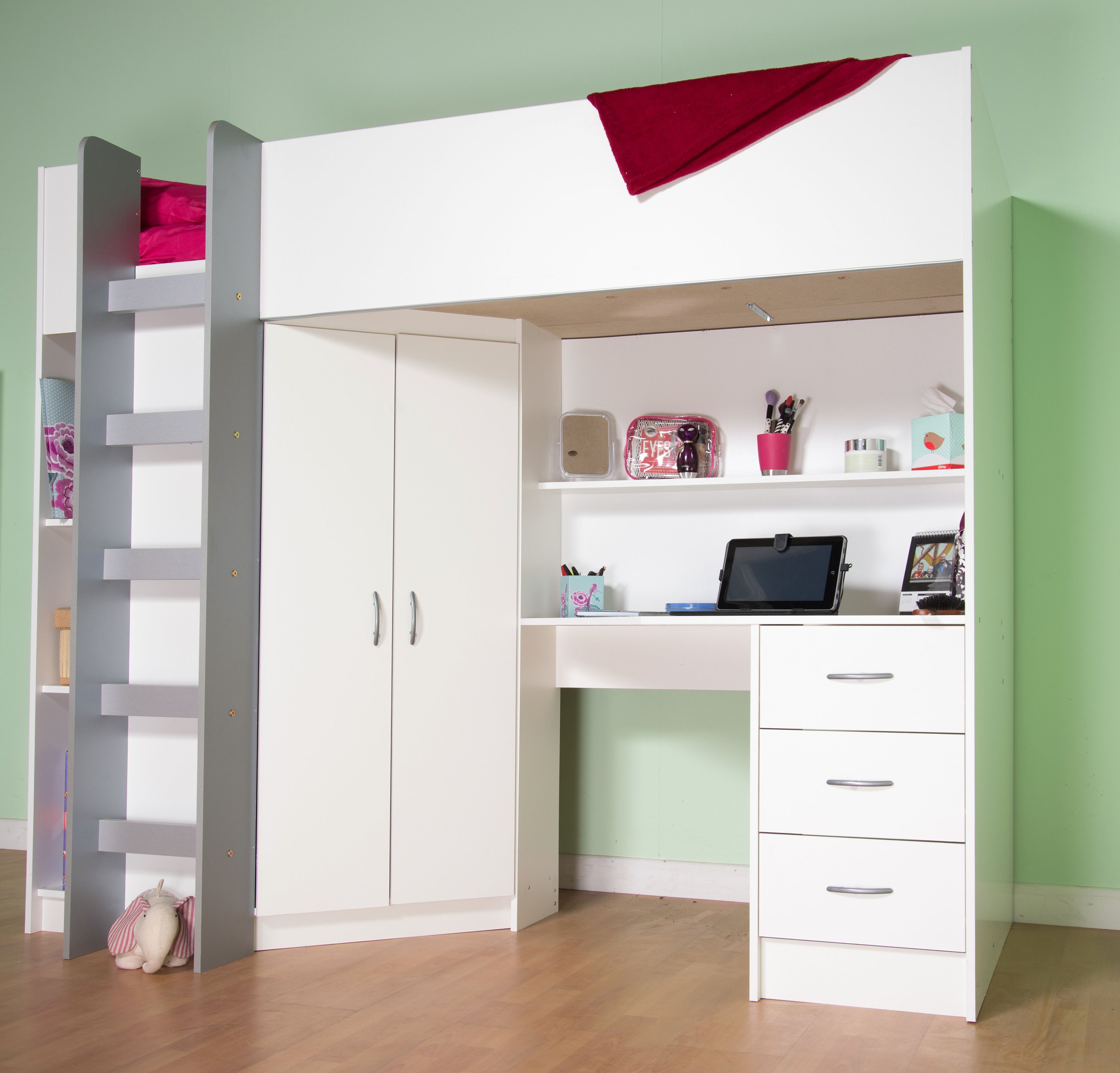 Cambridge High Sleeper Cabin Bed In White. Prices From £309 Excluding  Delivery. From Http://www.mrsfl… | Bed With Wardrobe, High Sleeper Bed, High  Sleeper Cabin Bed Throughout High Sleeper Cabin Bed With Wardrobes (Photo 10 of 15)
