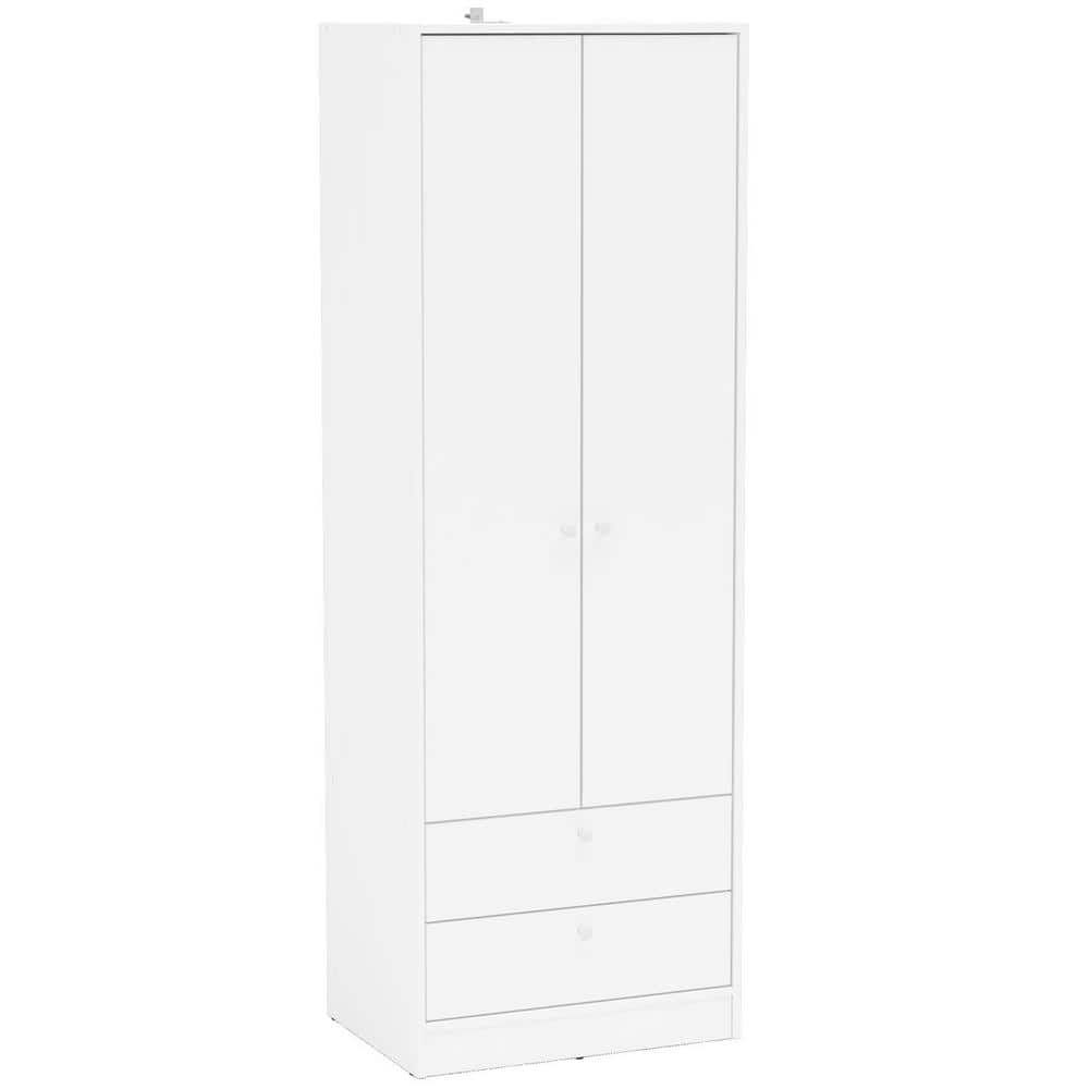 Cambridge White Wardrobe With 2 Doors And 2 Drawers 402001740001 – The Home  Depot Intended For Cameo 2 Door Wardrobes (Photo 6 of 15)