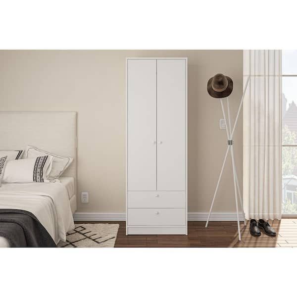 Cambridge White Wardrobe With 2 Doors And 2 Drawers 402001740001 – The Home  Depot Intended For Two Door White Wardrobes (Photo 4 of 15)
