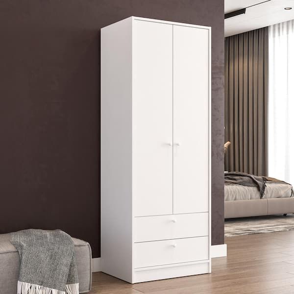 Cambridge White Wardrobe With 2 Doors And 2 Drawers 402001740001 – The Home  Depot With Cheap 2 Door Wardrobes (View 7 of 15)