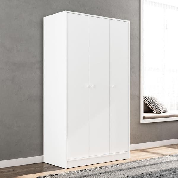 Cambridge White Wardrobe With 3 Doors 402001750001 – The Home Depot With Regard To White Three Door Wardrobes (View 11 of 15)
