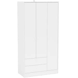 Cambridge White Wardrobe With 3 Doors And 2 Drawers 402001760001 – The Home  Depot For White Double Wardrobes With Drawers (Photo 8 of 15)