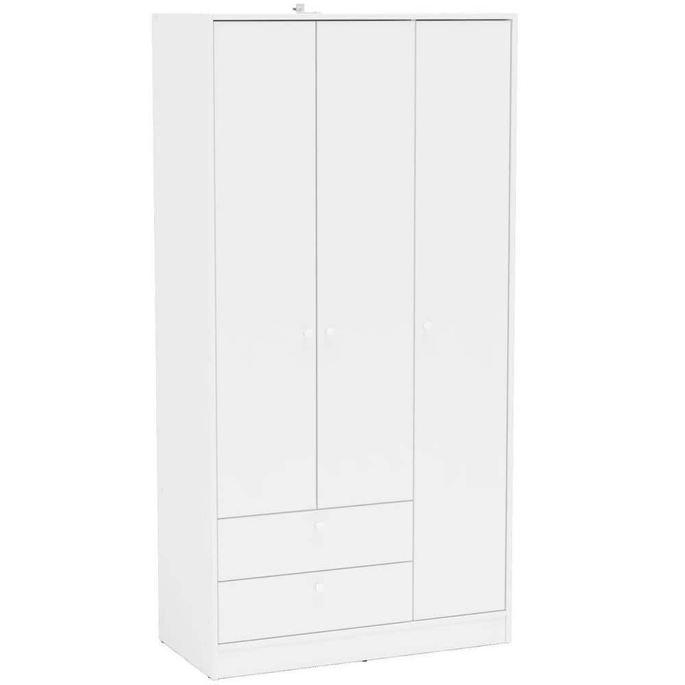 Cambridge White Wardrobe With 3 Doors And 2 Drawers 402001760001 – The Home  Depot Throughout White Cheap Wardrobes (View 7 of 15)