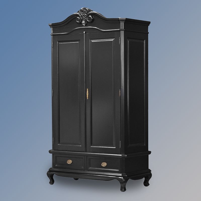 Chantilly Double Armoire – French Noir – Island Furniture Co Pertaining To Black French Style Wardrobes (View 10 of 15)