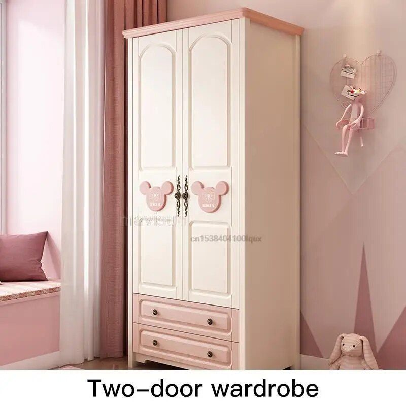 Children's Wardrobe Home Bedroom Cabinet Solid Wood Feet Two Door Swing Door  Girl Liked Pink Children's Room Large Wardrobe – Children's Wardrobes –  Aliexpress Pertaining To Cheap 2 Door Wardrobes (Photo 13 of 15)