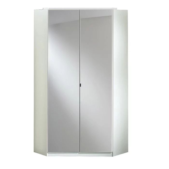 Clappen 2 Door Mirrored Gloss Corner Wardrobe – White Inside White Gloss Corner Wardrobes (View 11 of 15)