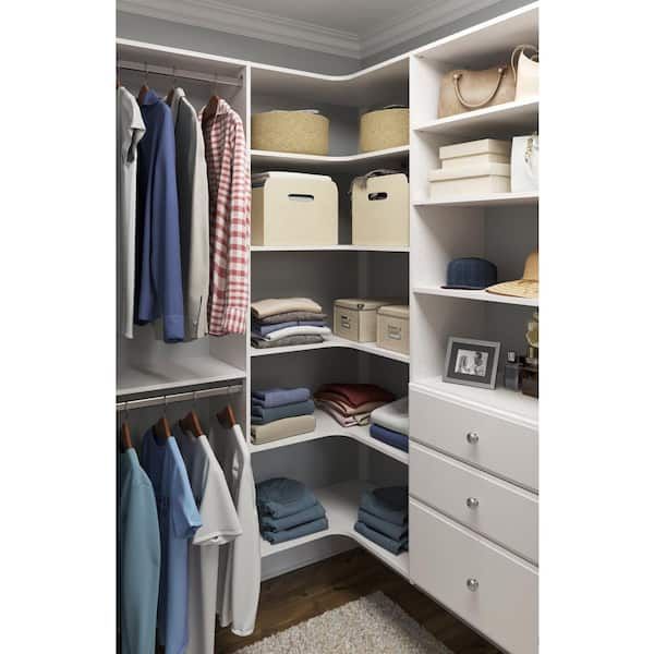 Closet Evolution 30 In. W White Corner Unit Wall Mount 6 Shelf Wood Closet  System Wh31 – The Home Depot Within White Corner Wardrobes Units (Photo 11 of 15)