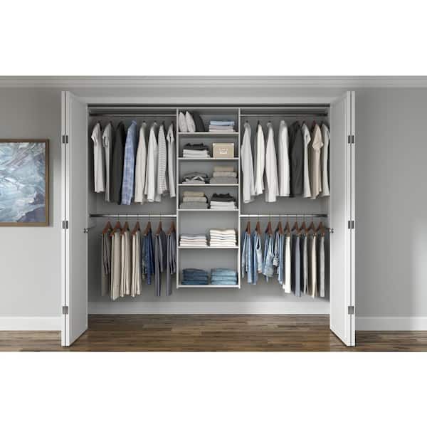 Closet Evolution Essential Deluxe 60 In. W – 96 In. W White Wood Closet  System Wh53 – The Home Depot Within 96 Inches Wardrobes (Photo 7 of 15)