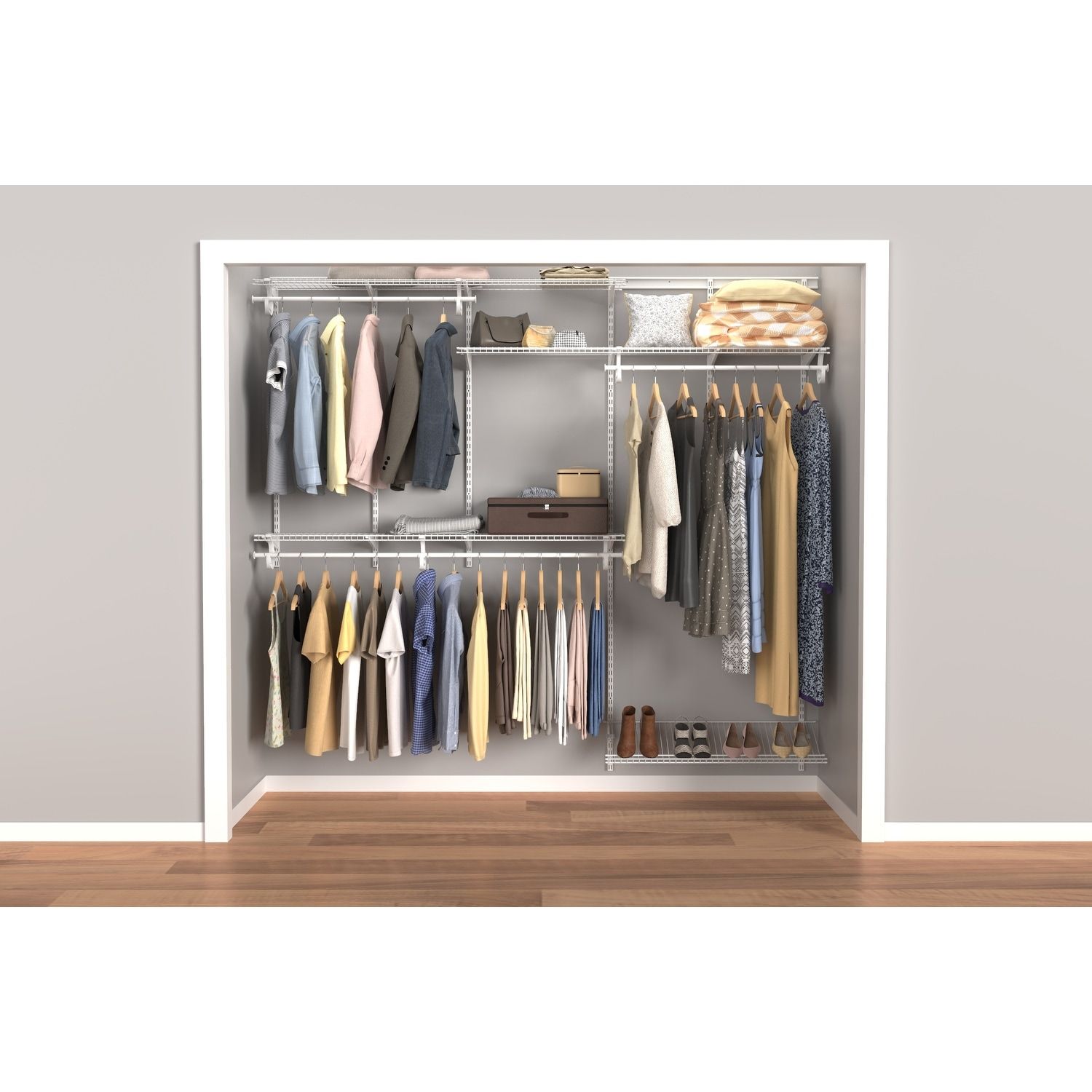Closetmaid Shelftrack 60 96 Inch Wide Adjustable Closet Organizer – On Sale  – Bed Bath & Beyond – 10581832 Inside 96 Inches Wardrobes (View 6 of 15)