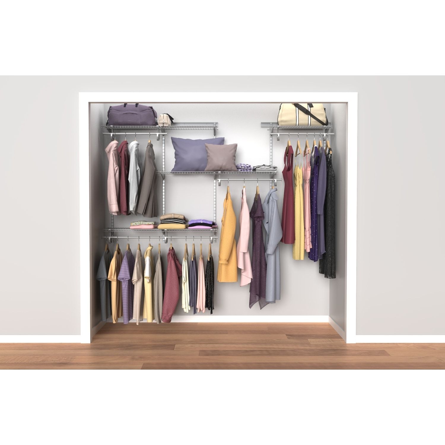 Closetmaid Shelftrack 60 96 Inch Wide Wire Closet Organizer – On Sale – Bed  Bath & Beyond – 10589894 Inside 96 Inches Wardrobes (View 11 of 15)