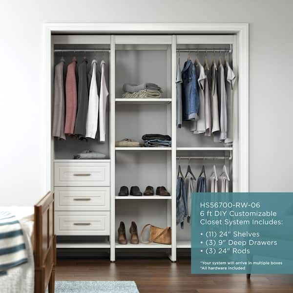 Closetsliberty 68.5 In. W White Adjustable Tower Wood Closet System  With 3 Drawers And 11 Shelves Hs56700 Rw 06 – The Home Depot Throughout Wardrobes With 3 Shelving Towers (Photo 13 of 15)