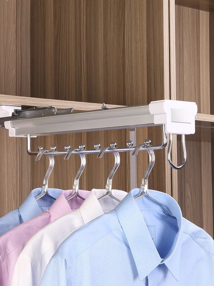 Clothes Hanging Rod Inside Wardrobe Telescopic Rod Wardrobe Top Mounting Clothes  Hanging Rack Cabinet Pull Type Function – Aliexpress Pertaining To Wardrobes With Hanging Rod (Photo 4 of 15)