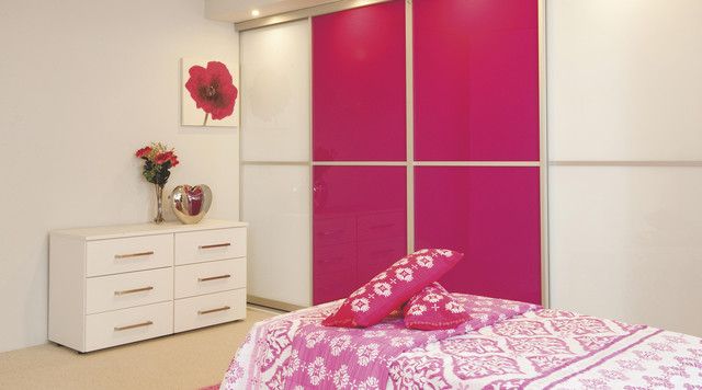 Contemporary Pink & White Gloss Sliding Wardrobe Doors – Contemporary –  Bedroom – Hampshire | Houzz Throughout Pink High Gloss Wardrobes (Photo 2 of 15)