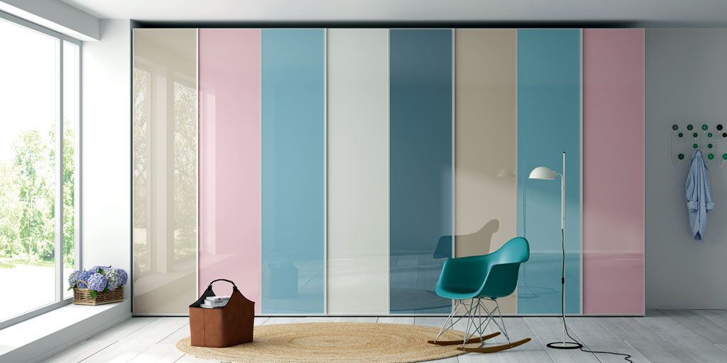 Contemporary Wardrobe – Fr Multi Coloured – Lagrama – Lacquered Glass /  With Swing Doors With Coloured Wardrobes (View 3 of 15)