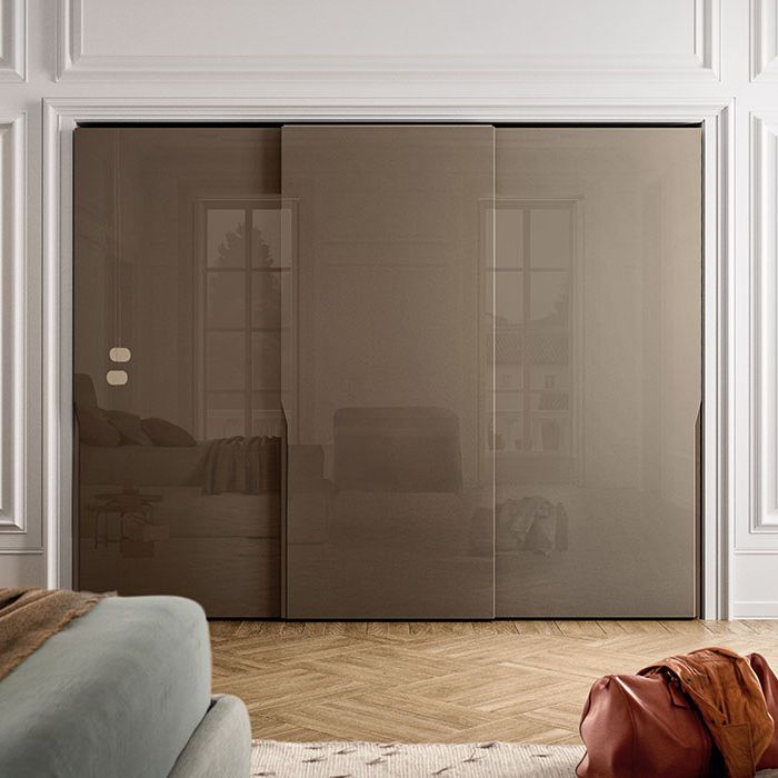 Contemporary Wardrobe – Manhattan – Pianca – Glossy Lacquered Wood /  Sliding Door / With Swing Doors Intended For Glossy Wardrobes (Photo 14 of 15)