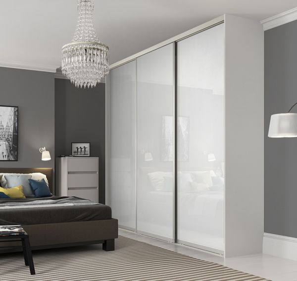 Contour Made To Measure Sliding Wardrobe Doors In Pure White With Silver  Frame – Sliding Wardrobe World For White Gloss Sliding Wardrobes (View 12 of 15)