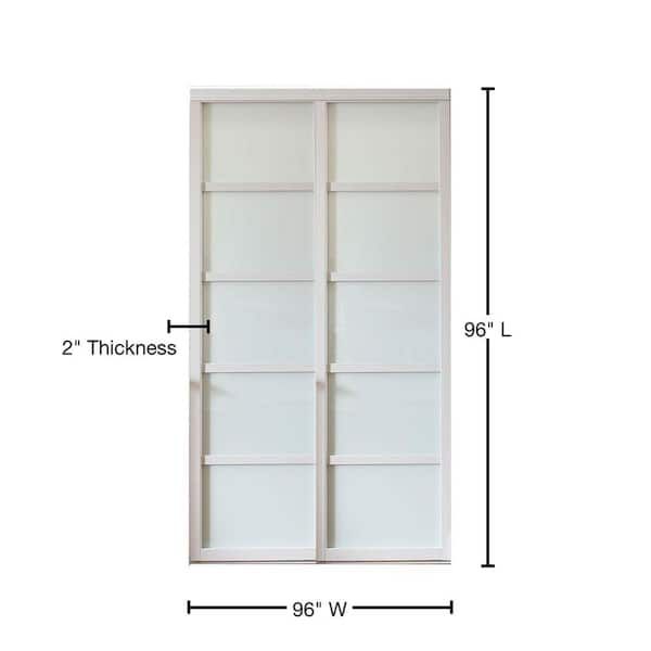 Contractors Wardrobe 96 In. X 96 In. Tranquility 5 Lite White Wood Frame  White Back Painted Glass Panels Interior Sliding Closet Door  Tr5 Psw9696wh2x – The Home Depot Within 96 Inches Wardrobes (Photo 4 of 15)