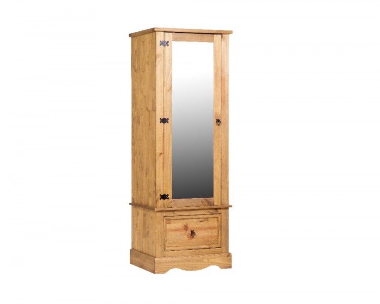 Core Corona Pine Single Mirror Door Wardrobecore Products In Single Door Pine Wardrobes (View 7 of 15)