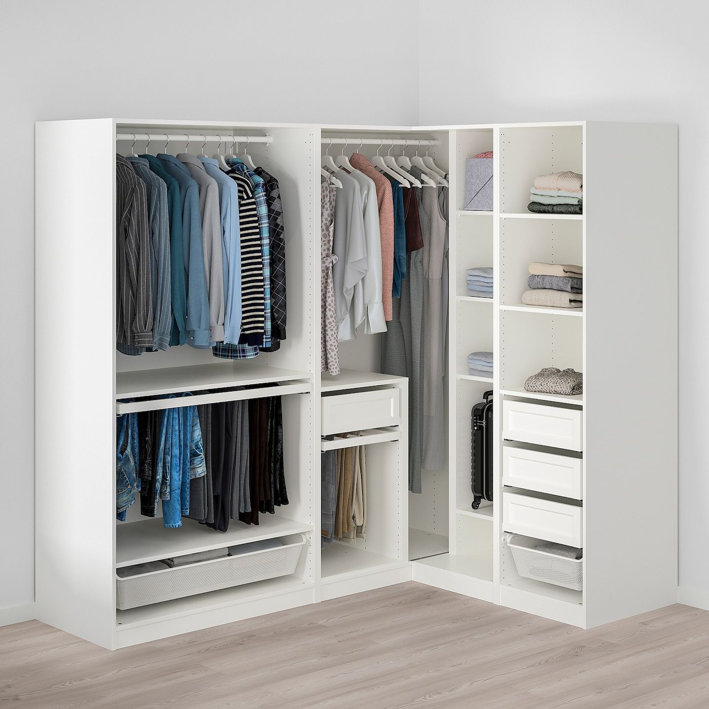 Corner Wardrobe, Pax, White, 210/160x201 Cm – Ikea Regarding Small Corner Wardrobes (View 2 of 15)