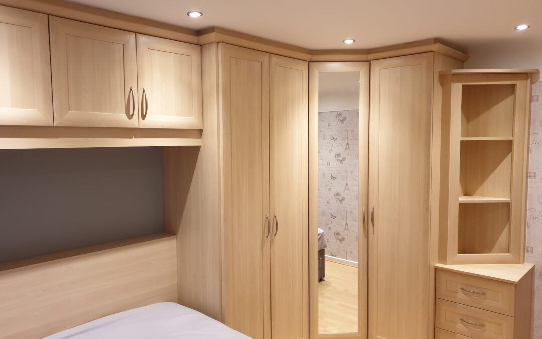 Corner Wardrobe With Headboard And Top Box Storage Regarding Double Wardrobes With Drawers And Shelves (Photo 15 of 15)
