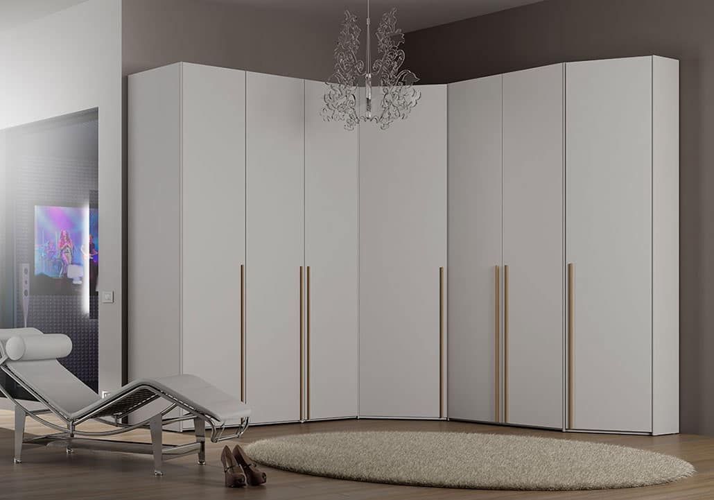 Corner Wardrobe With Led Light With Motion Sensor | Idfdesign In Curved Corner Wardrobes Doors (View 14 of 15)