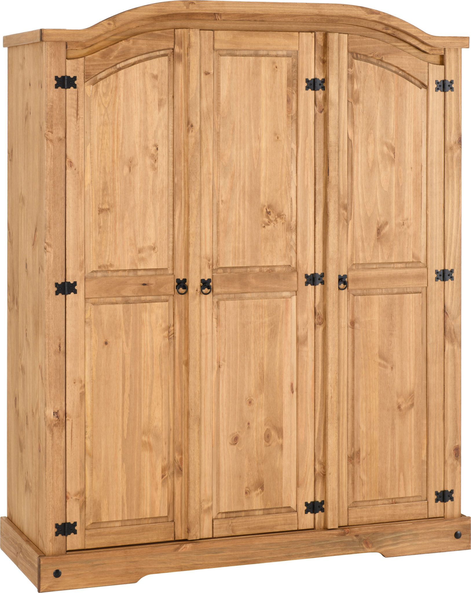 Corona 3 Door Wardrobe – Distressed Waxed Pine Throughout Corona 3 Door Wardrobes (Photo 2 of 15)