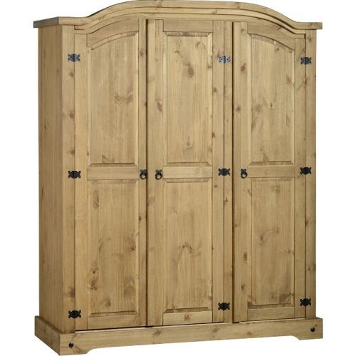 Corona 3 Door Wardrobe In Distressed Waxed Pine | Beautiful Furniture Bits  Norwich Regarding Corona 3 Door Wardrobes (View 10 of 15)