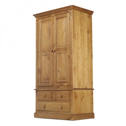 Country Pine Gents Double Wardrobe – Lifestyle Furniture Uk For Double Pine Wardrobes (View 4 of 15)