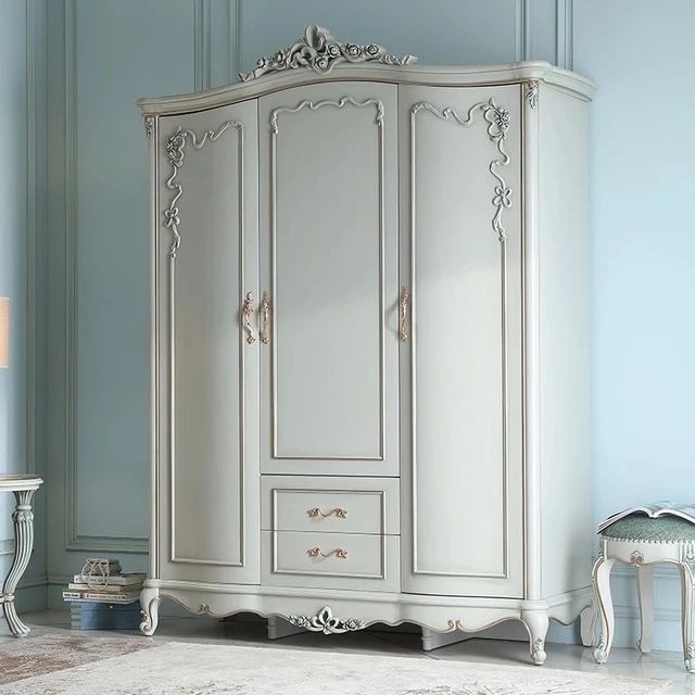 Court French Furniture European Solid Wood 1.6m Three Door Wardrobe Solid  Wood Bedroom Lockers – Wardrobes – Aliexpress In French Style White Wardrobes (Photo 3 of 15)