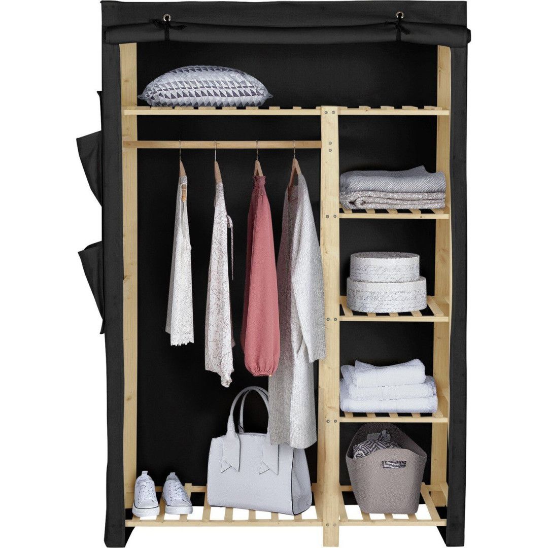 Covered Double Wardrobe – Black | Jd Furniture For Argos Double Rail Wardrobes (Photo 13 of 15)