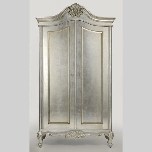 Cristal 2 Door French Silver Leaf Wardrobe – Crown French Furniture |  Дизайн Мебели, Расписная Мебель, Современная Отделка With Silver French Wardrobes (Photo 13 of 15)