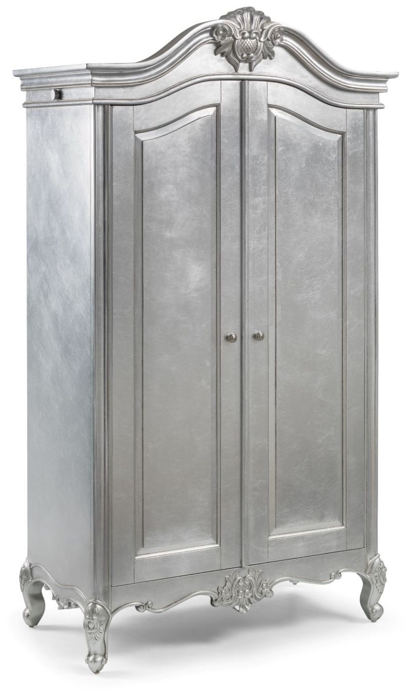 Cristal 2 Door French Silver Leaf Wardrobe – Crown French Furniture Inside Silver French Wardrobes (Photo 1 of 15)