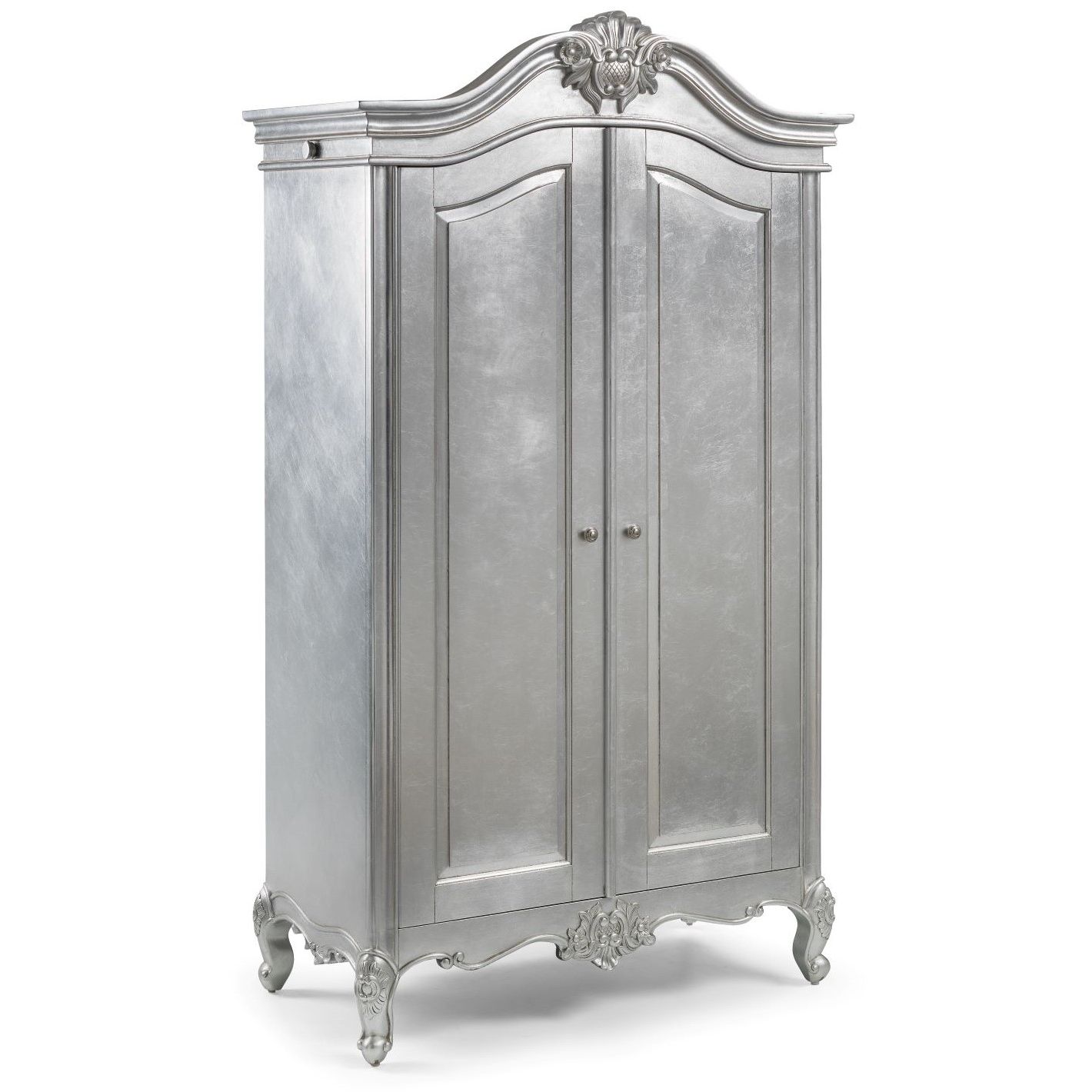Cristal 2 Door French Silver Leaf Wardrobe – Crown French Furniture With Silver Wardrobes (Photo 2 of 15)