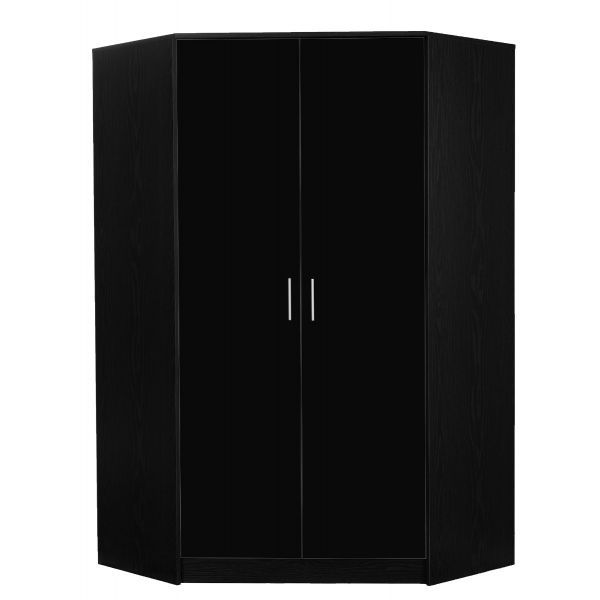 D Furniture Store Ltd | Reflect 2 Door High Gloss Corner Wardrobe In Black  / Black Oak Throughout Black Corner Wardrobes (Photo 1 of 15)