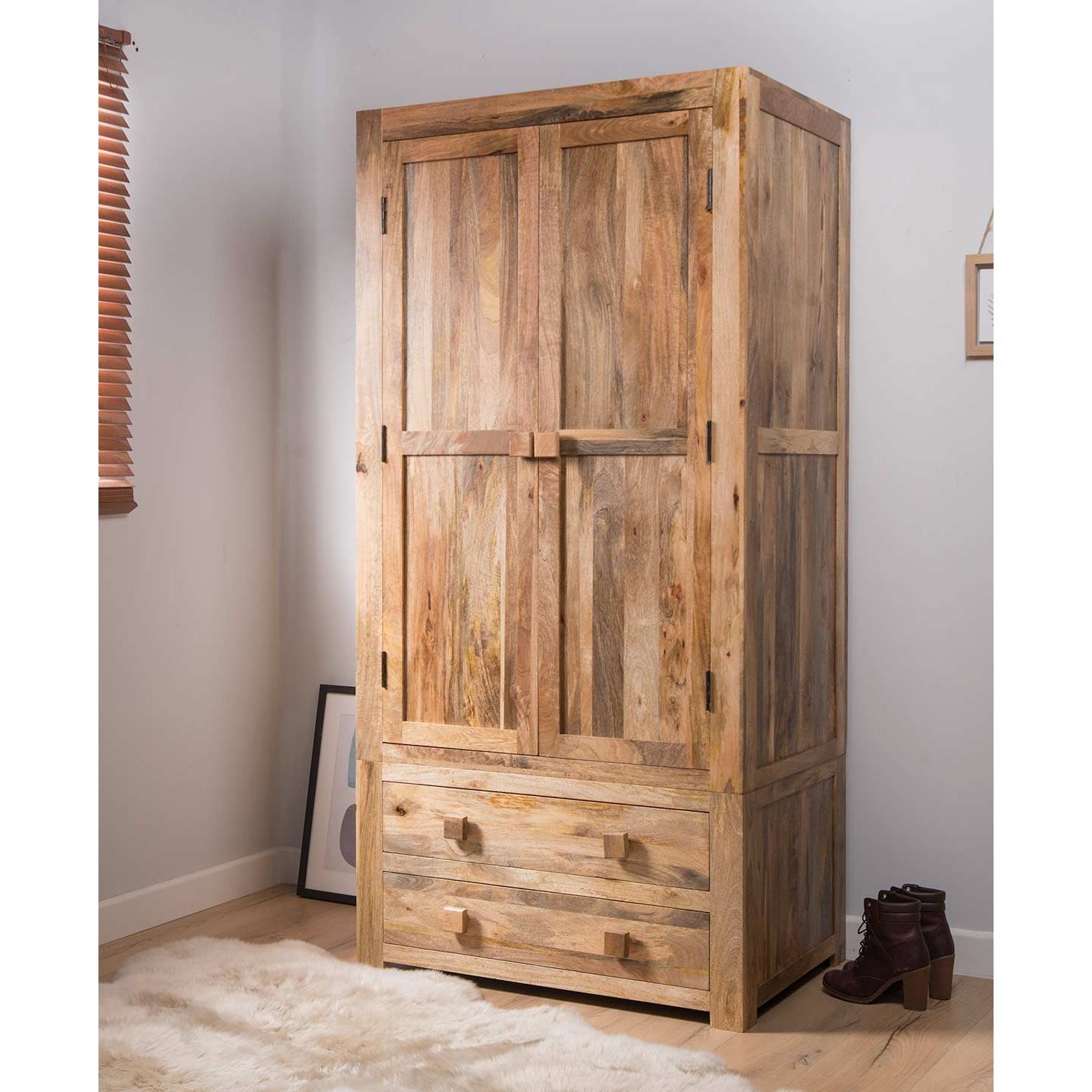Dakota Light Mango Wood Wardrobe | Casa Bella Furniture Uk For Wood Wardrobes (View 12 of 15)